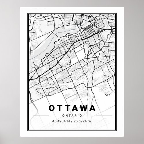Ottawa Ontario Canada  Travel City Map Poster