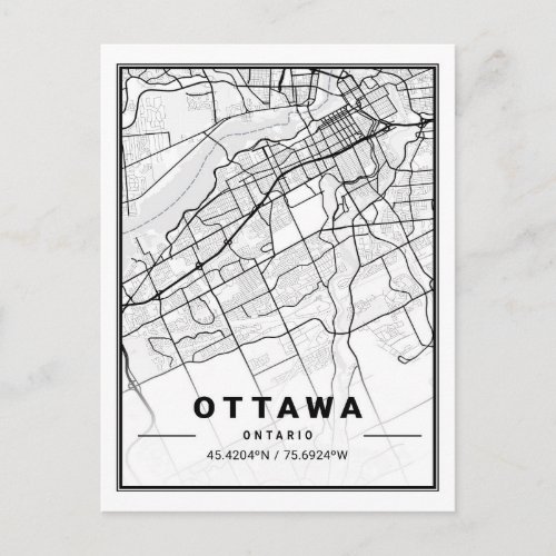 Ottawa Ontario Canada  Travel City Map Poster Postcard