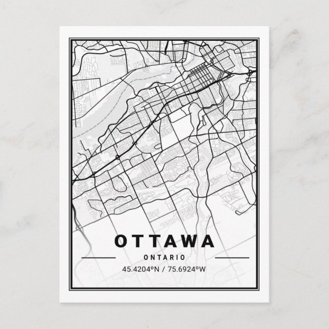 Ottawa Ontario Canada  Travel City Map Poster Postcard (Front)