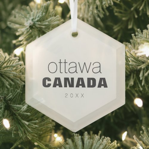 Ottawa Ontario Canada Travel Keepsake Souvenir Glass Ornament