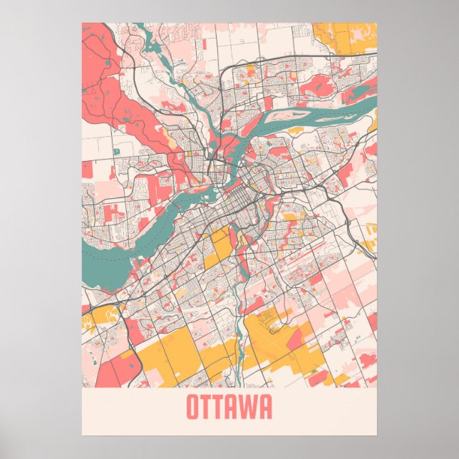 Ottawa - Ontario Chalk City Map Poster (Front)