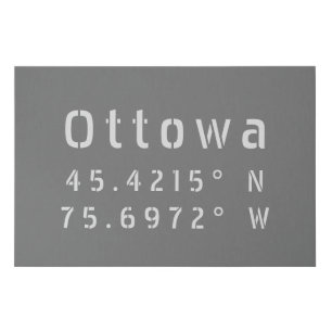 Ottawa Ontario Latitude & Longitude Faux Canvas Print