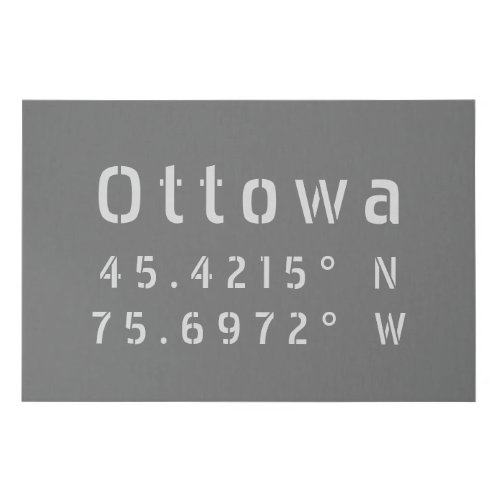 Ottawa Ontario Latitude  Longitude Faux Canvas Print