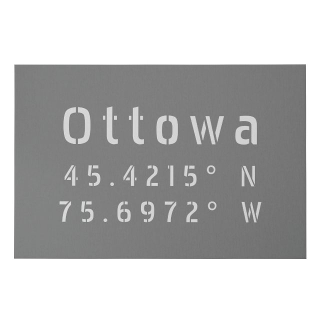 Ottawa Ontario Latitude & Longitude Faux Canvas Print (Front)