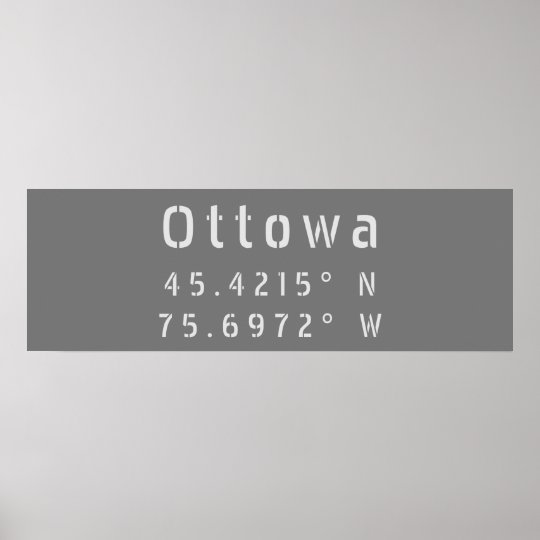Ottawa Ontario Latitude & Longitude Poster