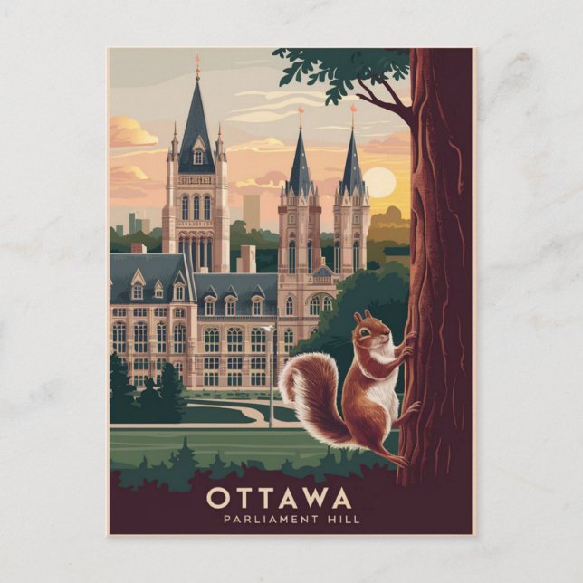 Ottawa parliament hill Illustration Postcard (Front)