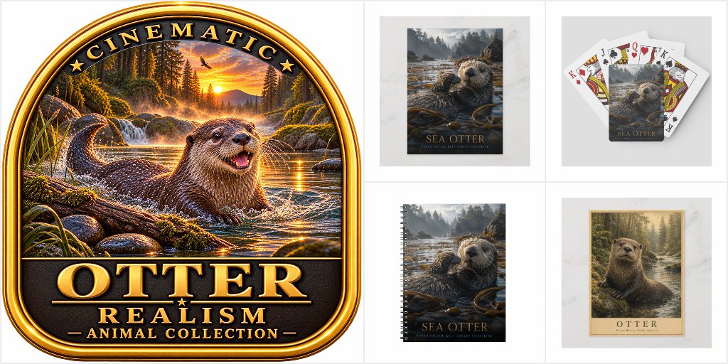 Sea Otter Kelp Forest ANIMALS wildlife postcard