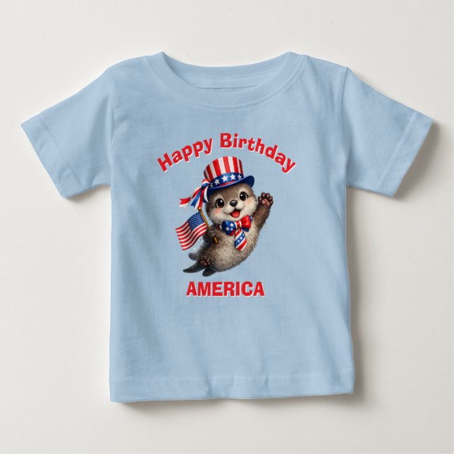 Otter (5ac) Patriotic Kid T-Shirt (Front)