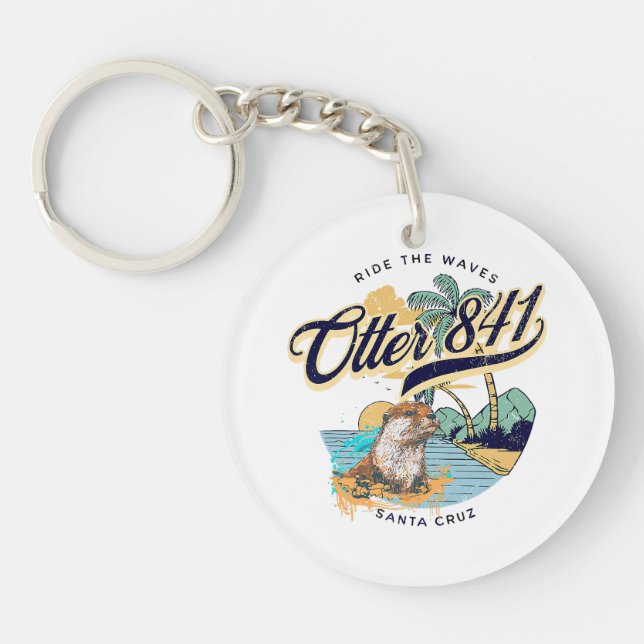 Otter 841 Surfing Otter 841 California Surf Board  Keychain (Front)