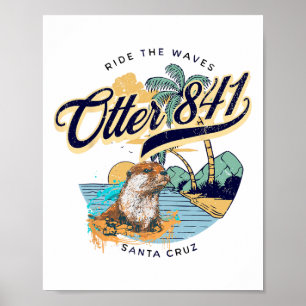 Otter 841 Surfing Otter 841 California Surf Board Poster