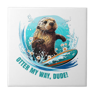 Otter 841 Surfing Otter She Steals Surfboards Otte Ceramic Tile