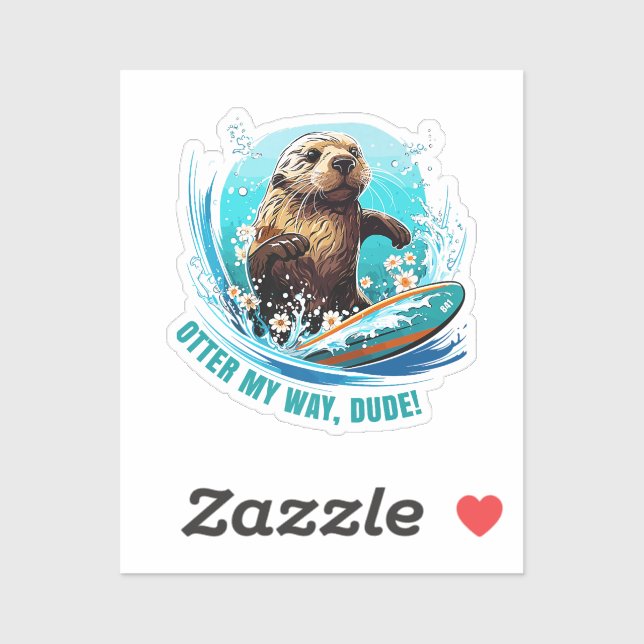 Otter 841 Surfing Otter She Steals Surfboards Otte Sticker (Sheet)