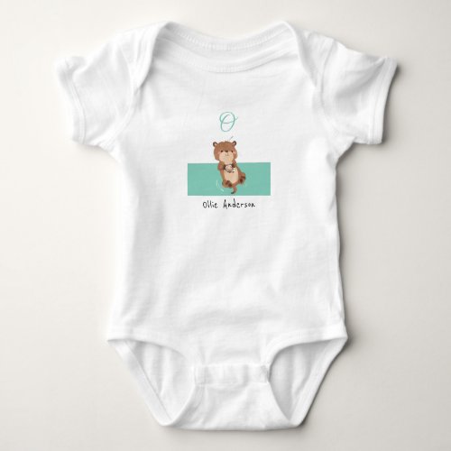 Otter  Add Your Name Cute Alphabet Monogram Baby Bodysuit