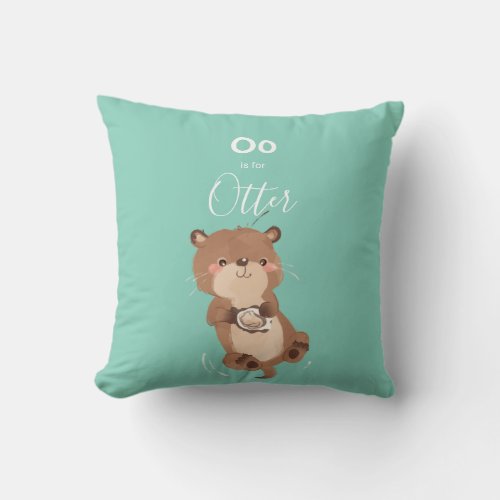 Otter  Add Your Name Cute Alphabet Monogram Throw Pillow