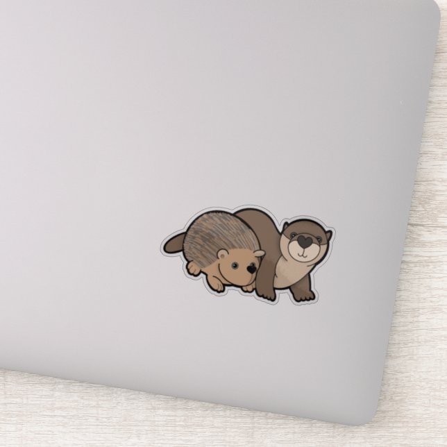 Otter and Hedgehog Sticker (Detail)