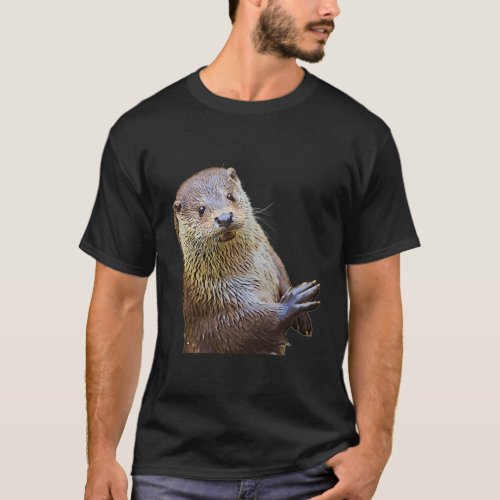 Otter And Oil Painting Sea Otter T_Shirt