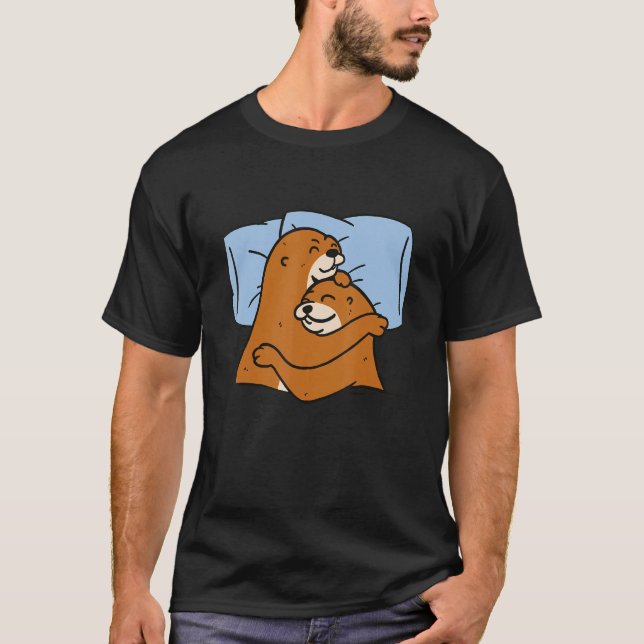 Otter animal motif cute animal print sleeping otte T-Shirt (Front)