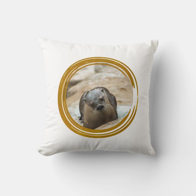 Otter Art Throw Pillow (Front)