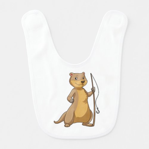 Otter as Fisher with Fishing rod Baby Bib