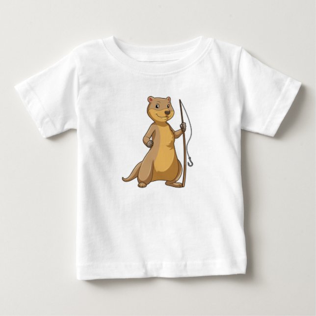 Otter as Fisher with Fishing rod Baby T-Shirt (Front)