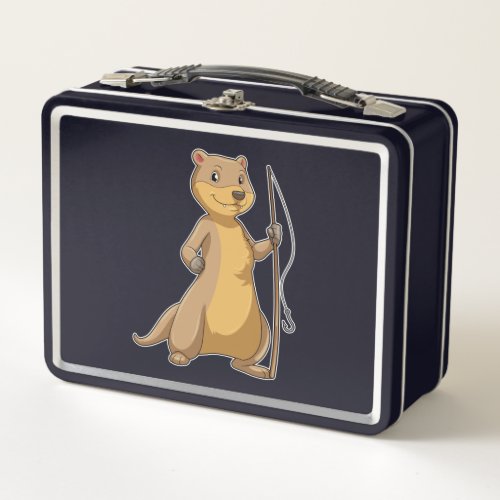 Otter as Fisher with Fishing rod Metal Lunch Box