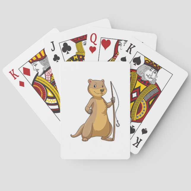 Otter as Fisher with Fishing rod Poker Cards (Back)