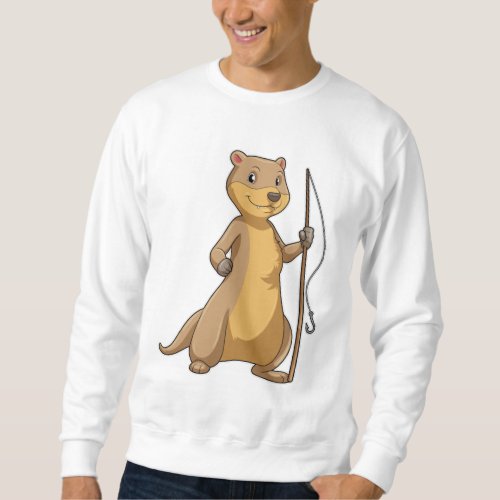 Otter as Fisher with Fishing rod Sweatshirt