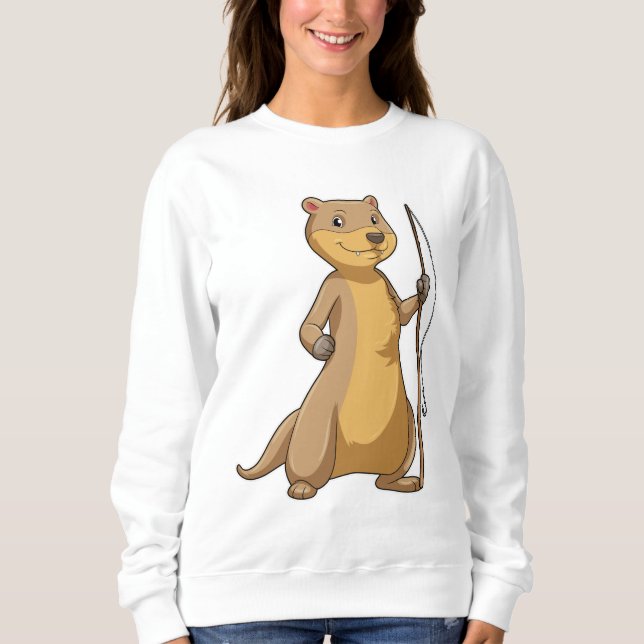 Otter as Fisher with Fishing rod Sweatshirt (Front)