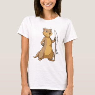 Otter as Fisher with Fishing rod T-Shirt