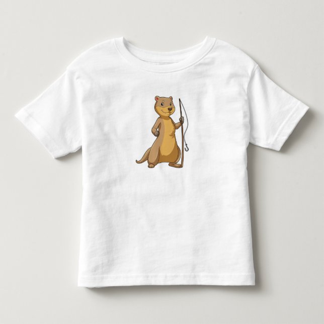 Otter as Fisher with Fishing rod Toddler T-shirt (Front)