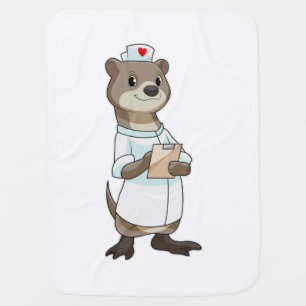 Otter as Nurse with Heart Baby Blanket