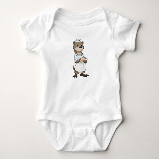 Otter as Nurse with Heart Baby Bodysuit (Front)