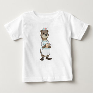 Otter as Nurse with Heart Baby T-Shirt