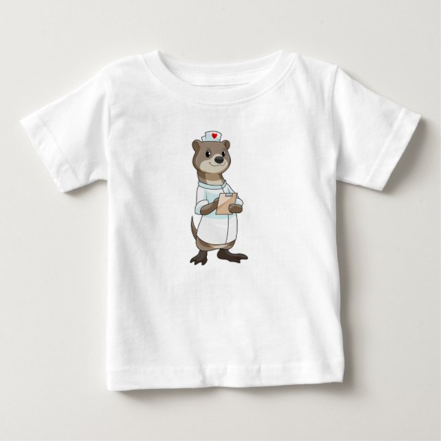Otter as Nurse with Heart Baby T-Shirt (Front)