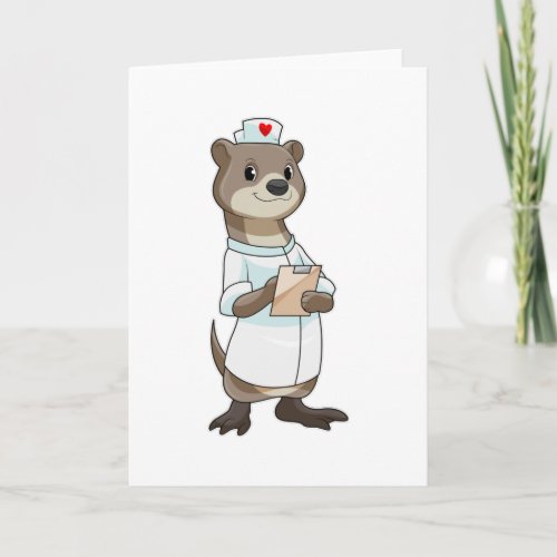 Otter as Nurse with Heart Card
