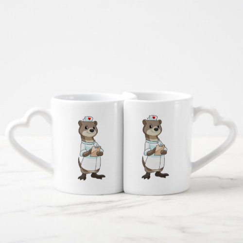 Otter as Nurse with Heart Coffee Mug Set