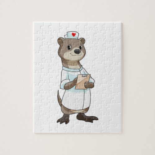 Otter as Nurse with Heart Jigsaw Puzzle