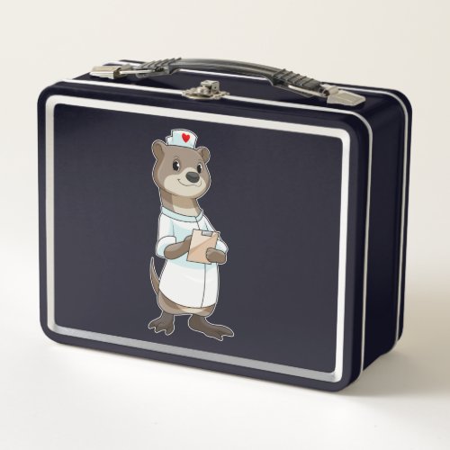 Otter as Nurse with Heart Metal Lunch Box