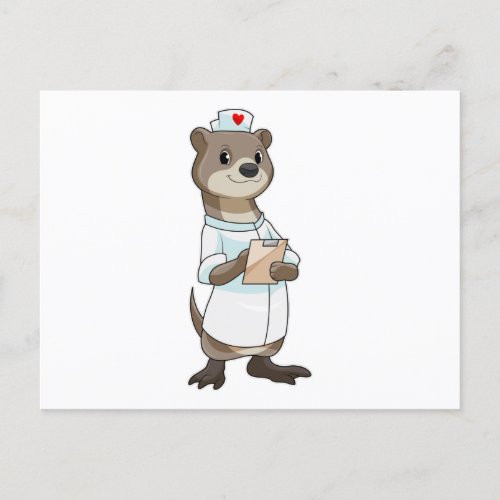 Otter as Nurse with Heart Postcard