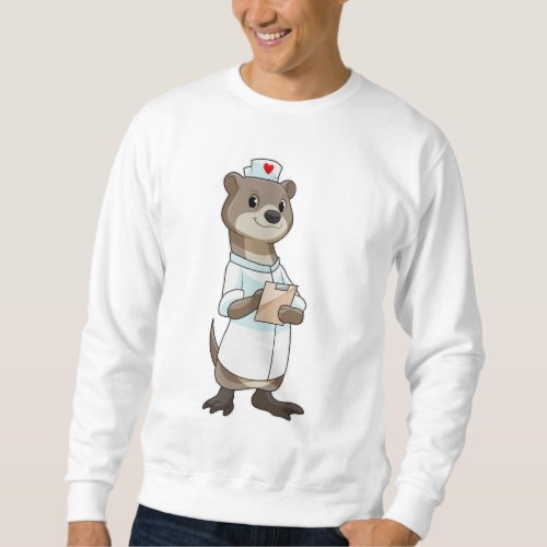 Otter as Nurse with Heart Sweatshirt