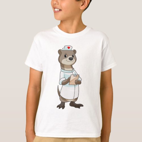 Otter as Nurse with Heart T_Shirt