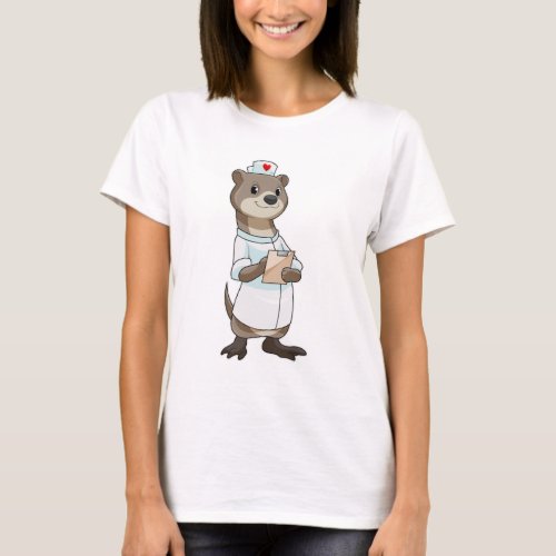 Otter as Nurse with Heart T_Shirt
