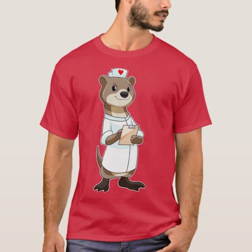 Otter as Nurse with Heart T_Shirt