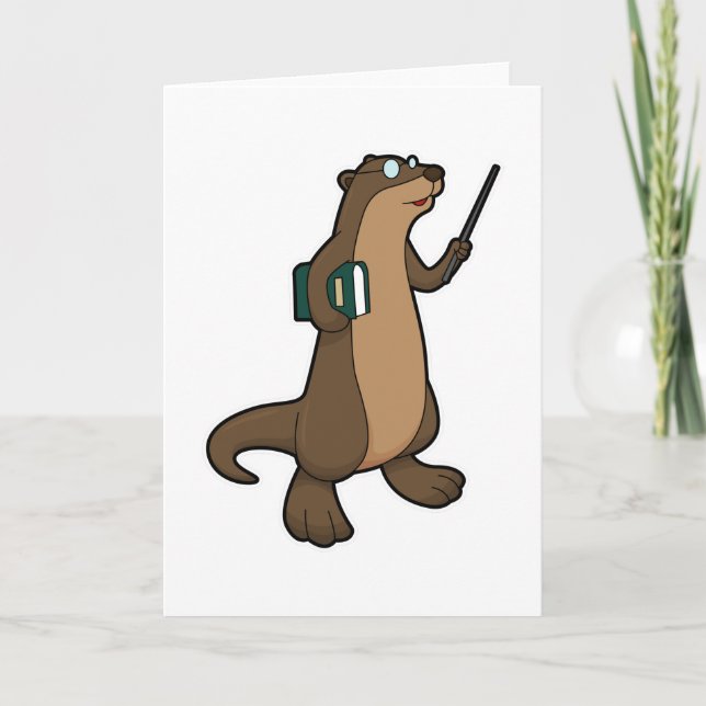 Otter as Teacher with Book & Pointer Card (Front)