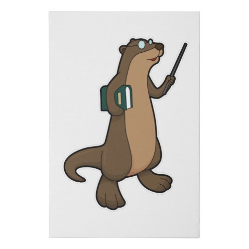 Otter as Teacher with Book  Pointer Faux Canvas Print
