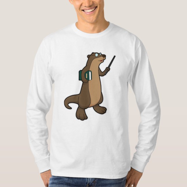 Otter as Teacher with Book & Pointer T-Shirt (Front)