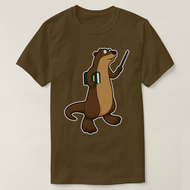Otter as Teacher with Book Pointer T-Shirt (Design Front)