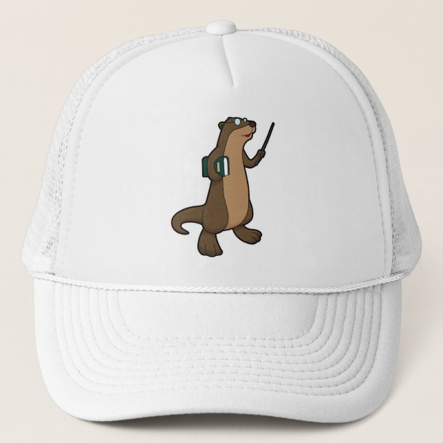 Otter as Teacher with Book & Pointer Trucker Hat (Front)