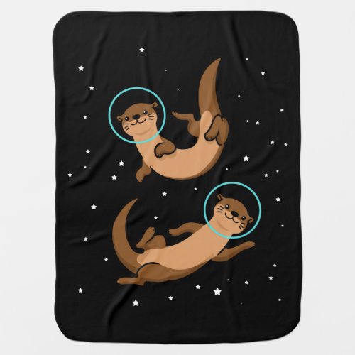 Otter Astronaut Gift Kids Otter Gift Space Otter Baby Blanket