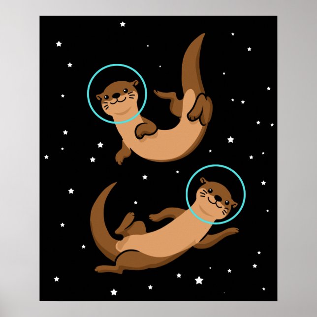 Otter Astronaut Gift Kids Otter Gift Space Otter Poster (Front)